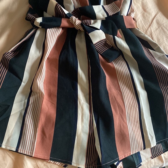 Black & Rose Striped Halter Romper - Small - Picture 3 of 6